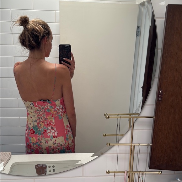 Zara Pink and Green Babydoll Mini Dress - Picture 3 of 5